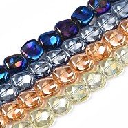 Electroplate Glass Beads Strand, Polygon, Mixed Color, 10.5x11~12x5~6mm, Hole: 1mm, about 60~61pcs/strand, 24.41 inch~ 25.20 inch(62~64cm)(EGLA-S188-21)