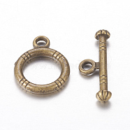 Tibetan Style Alloy Toggle Clasps, Antique Bronze, Lead Free and Cadmium Free, Ring: 15x12mm, Bar: 18.5x3.5mm, Hole: 2mm(X-MLF0161Y)