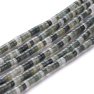 Natural Green Line Jasper Beads Strands, Heishi Beads, Flat Round/Disc, 4~4.5x2.5mm, Hole: 0.7mm, about 129~132pcs/strand, 15.43 inch(39.2cm)(G-H230-12)