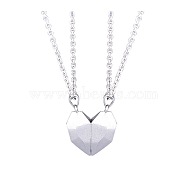 Non-Tarnish Valentine's Day Stainless Steel Magnetic Heart-shaped Couples Necklace Set with Peach Heart Pendant, Stainless Steel Color(RE7695-1)