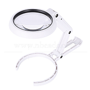 ABS Plastic Handheld and Desktop Foldable Illuminated Magnifier, with Acrylic Optical Lenses and 8PCS LED Light, White, 22x11x3.2cm, Magnification: 3.5X(AJEW-L073-06)