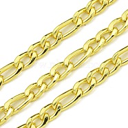 304 Stainless Steel Figaro Chains, Unwelded, with Spool, Real 18K Gold Plated, 5.5~7x3x1.5mm(CHS-G036-04G)