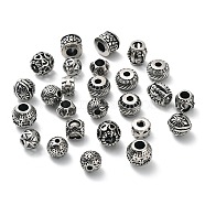 304 Stainless Steel Beads, with Rhinestone, Mixed Shapes, Antique Silver, 8~12.5x8~12.5x6~11mm, Hole: 1.5~5.5mm(STAS-K262-02AS)