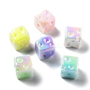 UV Plating Acrylic Beads, Iridescent, Luminous Glow in the Dark, Cube, 14x14x13.5mm, Hole: 2.8mm(MACR-K357-10H)