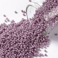 TOHO Round Seed Beads, Japanese Seed Beads, (127) Opaque Luster Pale Mauve, 15/0, 1.5mm, Hole: 0.7mm, about 3000pcs/bottle, 10g/bottle(SEED-JPTR15-0127)