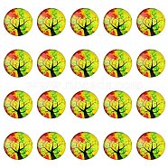 Half Round/Dome Tree Pattern Glass Flatback Cabochons for DIY Projects, Yellow, 25x6mm(GGLA-YW0001-14M)