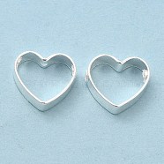 Brass Bead Frame, Cadmium Free & Lead Free, Heart, 925 Sterling Silver Plated, 9.5x10.5x3mm, Hole: 1.6mm(KK-M250-27S)
