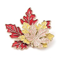 Maple Leaf Enamel Pin, Golden Alloy Badge for Backpack Clothes, Colorful, 41.5x46mm(THXG-PW0001-029)