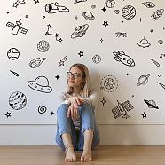 Space Theme PVC Self Adhesive Wall Stickers, Washing Machine Warterproof Decals for Home Living Room Bedroom Wall Decoration, Black, Planet, 390x1180mm, 2pcs/set(DIY-WH0377-227)