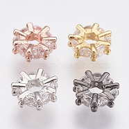 Brass Micro Pave Cubic Zirconia Beads, Lead Free & Cadmium Free, Wheel, Mixed Color, 8x2.8mm, Hole: 2.5mm(ZIRC-F083-101-RS)