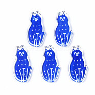 Transparent Acrylic Cabochons, Cat, Dark Blue, 30x14.5x3mm(KY-Q058-033B)