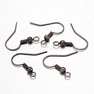 Brass Antique Bronze Earring Hooks, with Bead Charms and Horizontal Loop, Nickel Free, 19mm, Hole: 1.5mm, Pin: 0.7mm(X-KK-Q362-AB-NF)