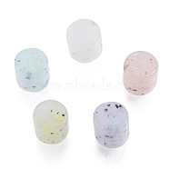 Marbled Stone Style Opaque Acrylic Beads, Column, Mixed Color, 10.5~11x10mm, Hole: 2mm(OACR-G009-12)