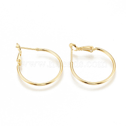 Brass Hoop Earrings, Nickel Free, Golden, 30x24.5x1.5mm, Pin: 0.7mm(KK-S341-84)