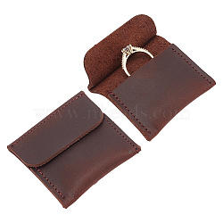 Rectangle PU Leather Ring Bags, Jewelry Storage Pouches for Ring Packaging, Coconut Brown, 5.8x6.05x1.1cm(ABAG-WH0047-01A)