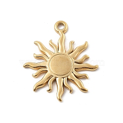 304 Stainless Steel Rhinestone Pendants, Real 18K Gold Plated, Sun, 21x18x1.5mm, Hole: 1.4mm(STAS-D300-01G-05)