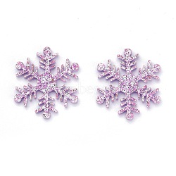 Snowflake Felt Fabric Christmas Theme Decorate, with Glitter Gold Powder, for Kids DIY Hair Clips Make, Purple, 3.6x3.15x0.25cm(DIY-H111-B11)
