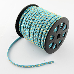 Faux Suede Cord, Faux Suede Lace, with Golden Alloy Rivet, for Punk Rock Jewelry Making, Sky Blue, 6x2.5mm, 50yards/roll(150 feet/roll)(LW-R002-02)