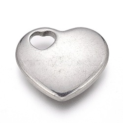 Tarnish Resistant 304 Stainless Steel Pendants, Heart, Stainless Steel Color, 18x20x3.5mm, Hole: 4.5x5mm(STAS-H117-26P)