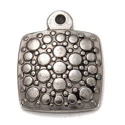 304 Stainless Steel Pendants, Square, Stainless Steel Color, 20.5x16.5x3.5mm, Hole: 1.8mm(STAS-I170-20P)