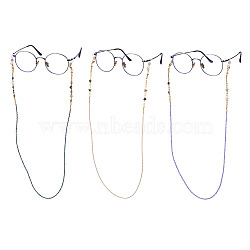 Eyeglasses Chains, Neck Strap for Eyeglasses, with Opalite Beads, Glass Seed Beads, Brass Beads, 304 Stainless Steel Lobster Claw Clasps and Rubber Eyeglass Holders, Mixed Color, 27.55 inch(70cm), 3pcs/set(AJEW-SZ0001-01)