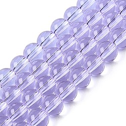 Transparent Glass Beads Strands, Round, Lilac, 6~6.5mm, Hole: 1.4mm, about 67~70pcs/strand, 14.76 inch~15.16 inch(37.5~38.5cm)(GLAA-T032-T6mm-01)