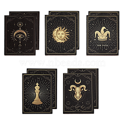 10Pcs 5 Styles Wood Tarot Cards, Divination Theme Rectangle Wood Sheets, Display Decoration, for Home Decoration, The Fool/Sun/Eye/Aries/Chess Pattern, Black, 79.5x59.5x4mm, 2pcs/style(DJEW-CA0001-36)