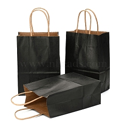 Kraft Paper Bags, Gift Bags, Shopping Bags, with Handles, Black, 15x8x21cm(CARB-L006-A05)