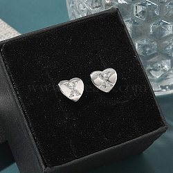 Rack Plating Brass Micro Pave Clear Cubic Zirconia Stud Earrings, Heart, Letter X, 8.5x9.5mm(EJEW-K299-01P-X)