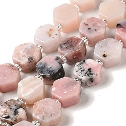 Natural Pink Opal Beads Strands, Hexagon, with Seed Beads, 8.5~9x8.5~10x4~5mm, Hole: 1mm, about 37~38pcs/strand, 15.55''~15.75''(39.5~40cm)(G-P534-A10-02)