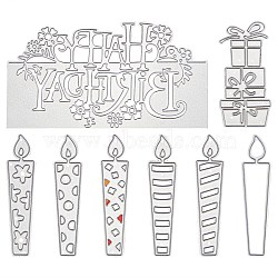 3Pcs 3 Style Candle Carbon Steel Cutting Dies Stencils, for DIY Scrapbooking/Photo Album, Decorative Embossing DIY Paper Card, Happy Birthday Letter, Birthday Themed Pattern, 6.6~9.9x3.3~15.1x0.7~0.8cm, 1pc/style
(DIY-SZ0004-79)