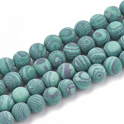 Synthetic Malachite Beads Strands, Frosted, Round, 4mm, Hole: 1mm, about 96pcs/strand, 15.5 inch(G-T106-198)