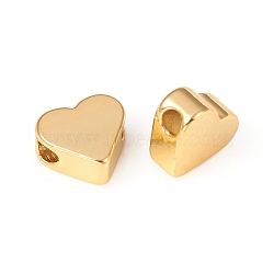 Brass Beads, Heart, Long-Lasting Plated, Golden, 6.5x6.5x3mm, Hole: 1.5mm(KK-E787-01A-G)