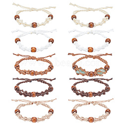 PandaHall Elite 10Pcs 5 Colors Braided Nylon Cord Macrame Pouch Bracelet Making, Adjustable Wood Beads Interchangeable Stone Bracelet, Mixed Color, Inner Diameter: 2-1/2 ~3/8 inch(6.37~8.6cm), 2pcs/color(BJEW-PH0004-16)