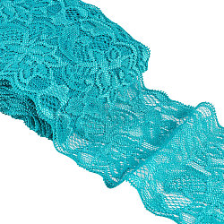 Elastic Lace Trim, Lace Ribbon For Sewing Decoration, Light Sea Green, 80mm(OCOR-BC0012-14D)