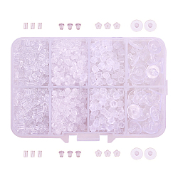 Plastic Ear Nuts, Earring Backs, Clear, 2.5~10x3~6mm, 1666pcs/Box(KY-YW0001-06)