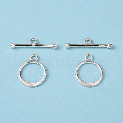 925 Sterling Silver Toggle Clasps, Ring: 16x12mm, Bar: 21x6mm, Hole: 2mm(STER-A008-37)