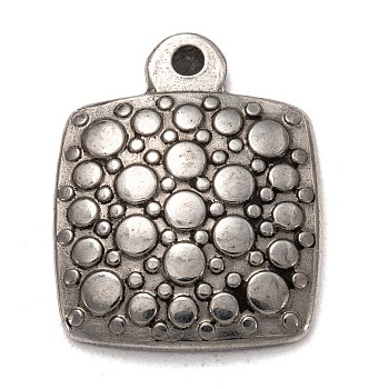 304 Stainless Steel Pendants, Square, Stainless Steel Color, 20.5x16.5x3.5mm, Hole: 1.8mm