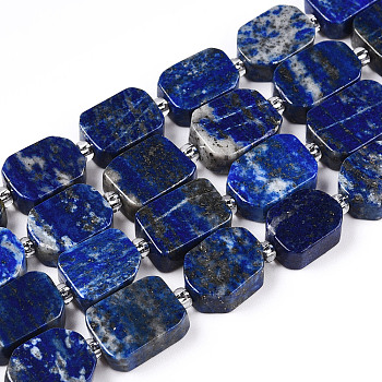 Natural Lapis Lazuli Beads Strands, with Seed Beads, Rectangle, 10~16x8~10x4~5mm, Hole: 0.9mm, seed beads: 3x3x2, hole: 0.8mm, about 27pcs/strand, 14.96''(38~39cm)