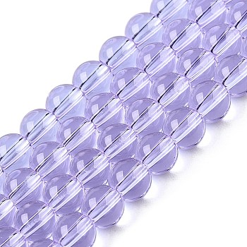 Transparent Glass Beads Strands, Round, Lilac, 6~6.5mm, Hole: 1.4mm, about 67~70pcs/strand, 14.76 inch~15.16 inch(37.5~38.5cm)