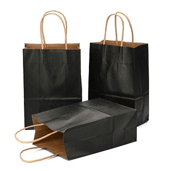 Kraft Paper Bags, Gift Bags, Shopping Bags, with Handles, Black, 15x8x21cm