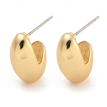Alloy Stud Earring, with Steel Pin, Teardrop, Light Gold, 17~17.5x8mm