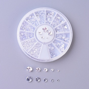 Cubic Zirconia Cabochons, Grade A, Faceted, Diamond, Clear, 2mm/3mm/4mm/5mm/6mm, 376pcs/box