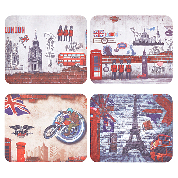 CREATCABIN 20 Sheets 4 Style London Themed Microfibre Glasses Cleaning Cloth, Premium Cloth for Glasses, Lens, Screens, Rectangle, Mixed Patterns, 148x173x0.4mm, 5 sheets/style