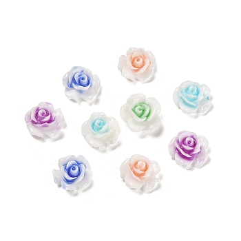 Luminous Resin Decoden Cabochons, Glow in the Dark Flower, Mixed Color, 9x4.5mm