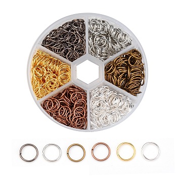 1 Box 6 Color Iron Jump Rings, Open Jump Rings, Mixed Color, 20 Gauge, 8x0.8mm, Inner Diameter: 6.4mm, about 900pcs/box