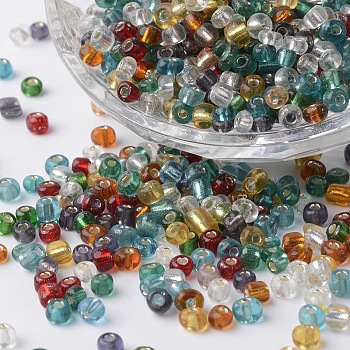 6/0 Silver Lined Round Glass Seed Beads, Mixed Color, 4mm, Hole: 1.5mm, about 500pcs/bag