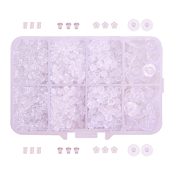 Plastic Ear Nuts, Earring Backs, Clear, 2.5~10x3~6mm, 1666pcs/Box