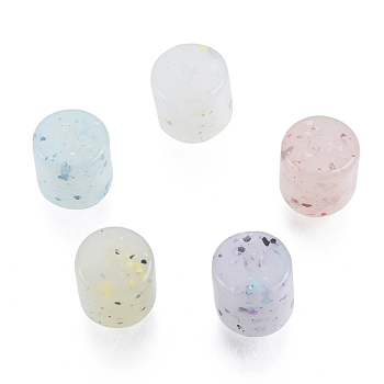 Marbled Stone Style Opaque Acrylic Beads, Column, Mixed Color, 10.5~11x10mm, Hole: 2mm