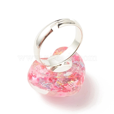 3D Resin Heart with Star Adjustable Ring(RJEW-JR00457)-6